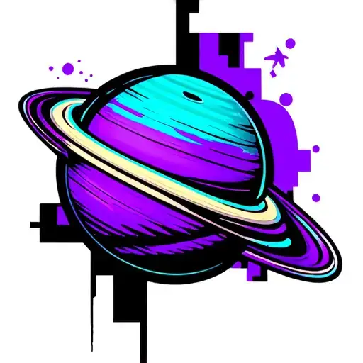 Saturn Planet What Is Acutela Style In Violet And Turquoise Colors