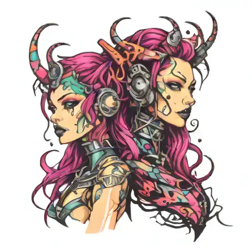 Goth Cyborg Gemini Sisters