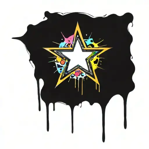 Star That Has Been Sprayed And The Paint Is Dripping Off