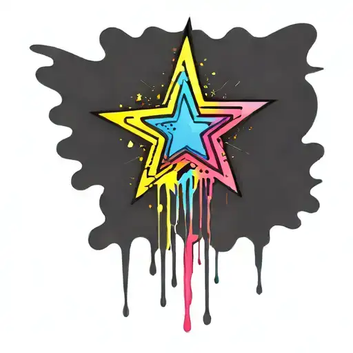 Star That Has Been Sprayed And The Paint Is Dripping Off