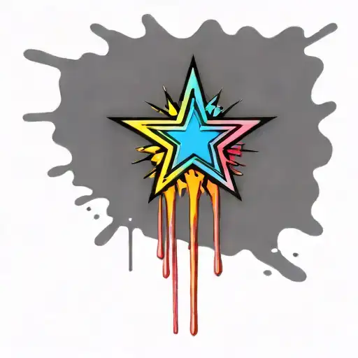 Star That Has Been Sprayed And The Paint Is Dripping Off