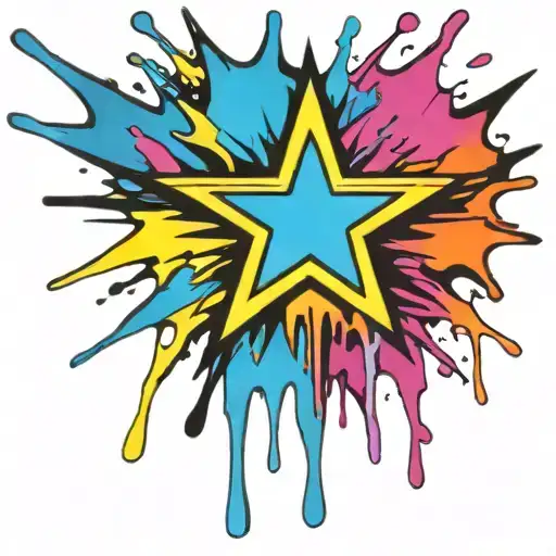 Star That Has Been Sprayed And The Paint Is Dripping Off