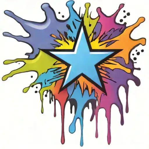 Star That Has Been Sprayed And The Paint Is Dripping Off No Background