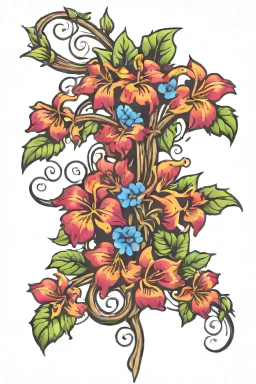 Vine And Small Flowers Wrapped