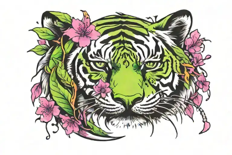 Sun And Moon Cherry Blossom Tiger