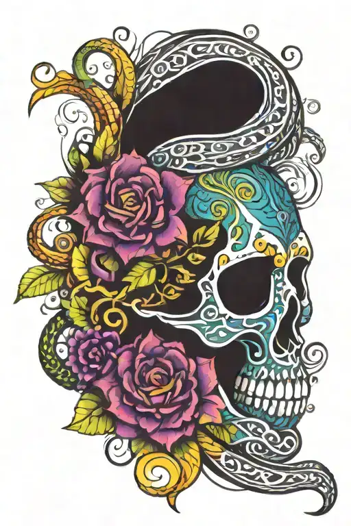 Floral With Skull Snake Mandala