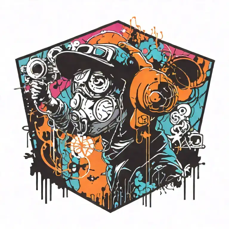 Ink Black Street Graffiti Art Using Vibrant Colors Inspired By Banksy