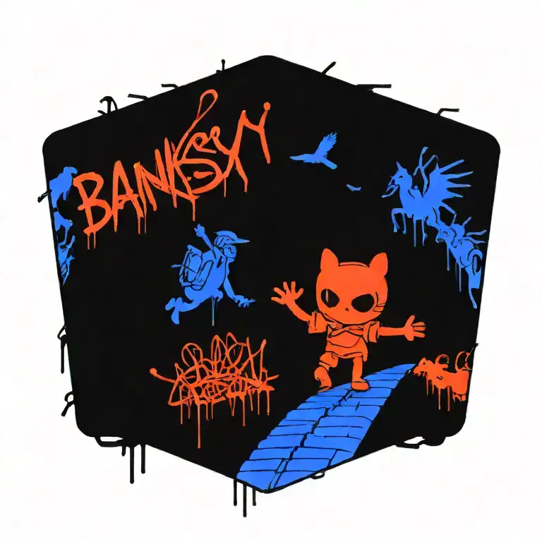 Ink Black Street Graffiti Art Using Vibrant Colors Inspired By Banksy