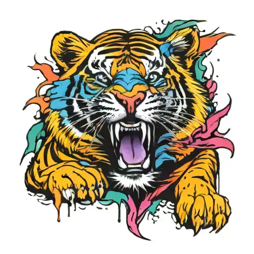 Street Art Tattoo Tiger