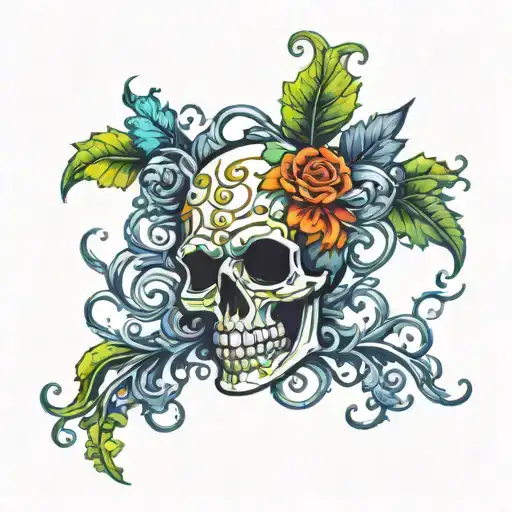 Vine And Skull Tramp Stamp