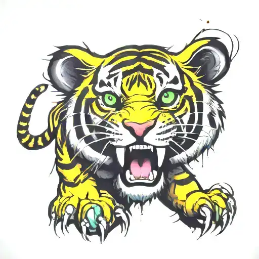 Street Art Tattoo Tiger