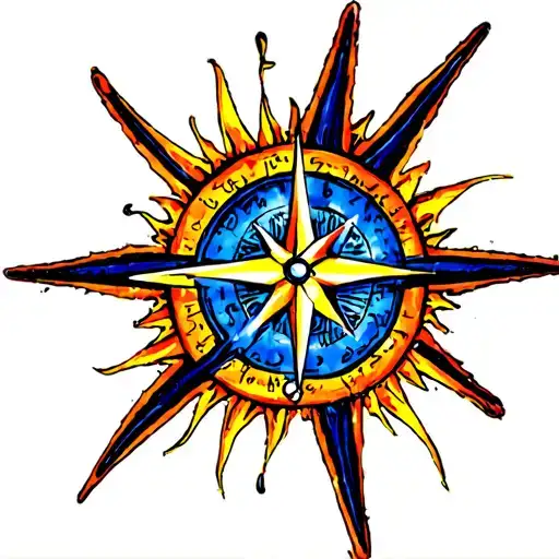 Compass Rose With Sun
