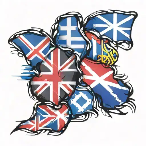 English French Usa And Scottish Flags Intertwined
