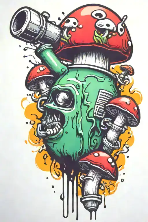 Grenade Bomb And Mushroom Combined Together