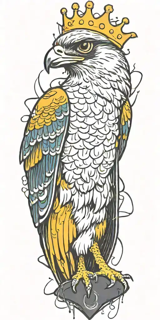 Falcon Wearing A Crown Sitting On A Giant Baseball Diamond