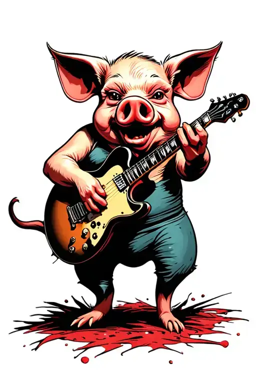 Porky The Pig Playing A Guitar