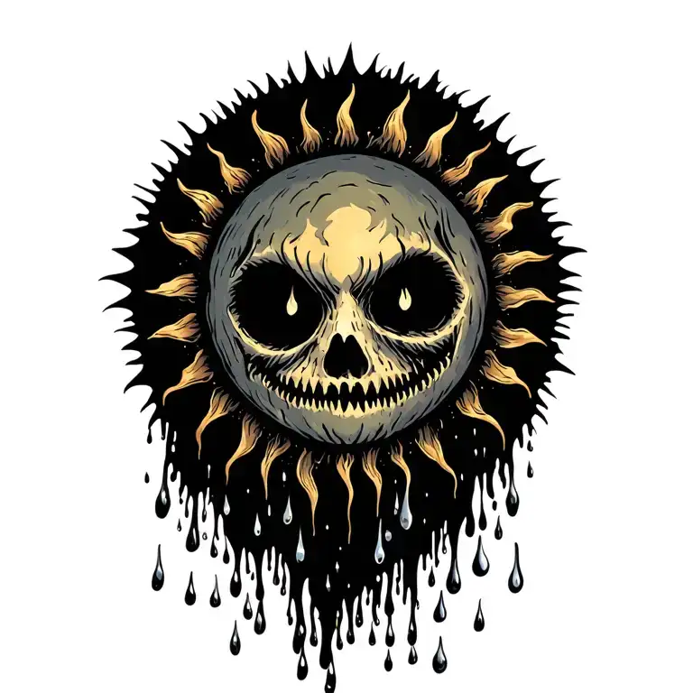 Sun With Rain Falling Off Of The Bottom