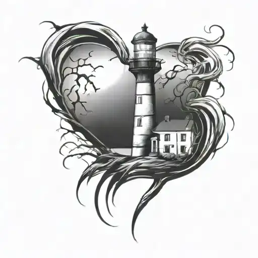 Ghostly Lighthouse Simple Heart