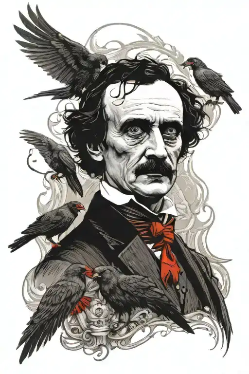 Edgar Allen Poe With Red Eyes