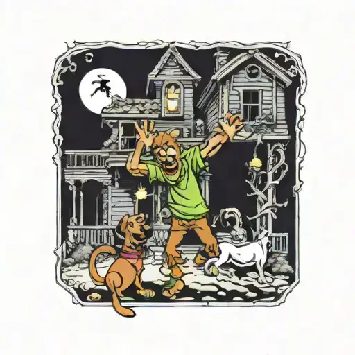 Scooby Doo And Shaggy In A Haunted House