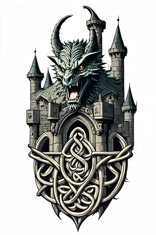 Celtic Gargoyle With Castle