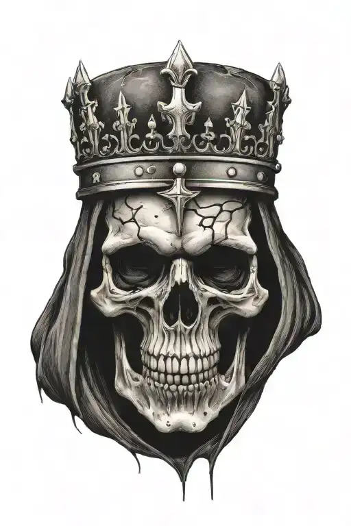 Skull With Simple Crown With Crosses