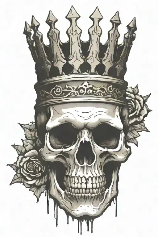 Skull With Simple Crown With Crosses