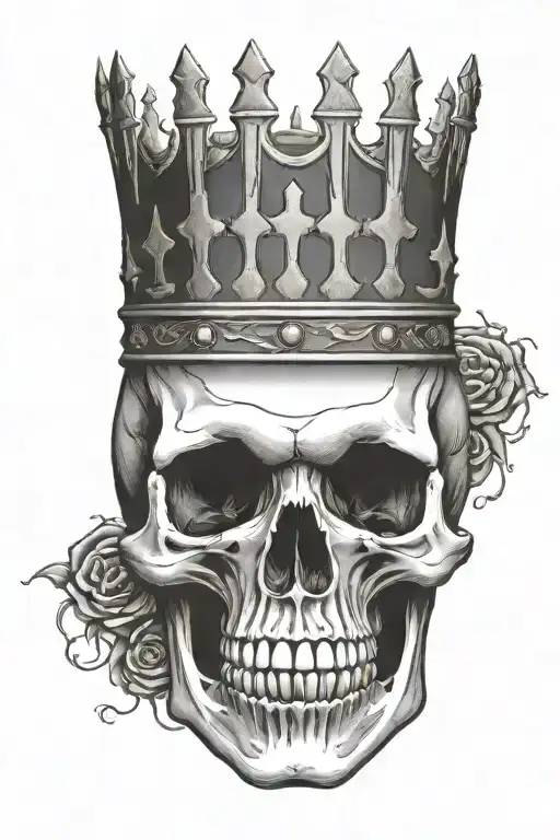 Skull With Simple Crown With Crosses