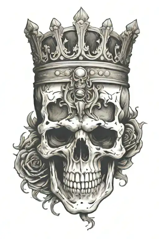 Skull With Crown And Upside-down Cross