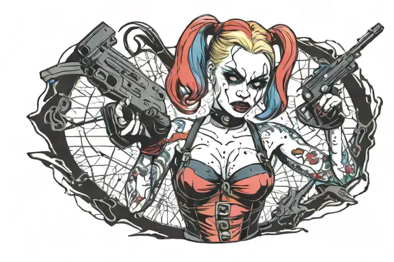Harley Quinn With Gun Pose