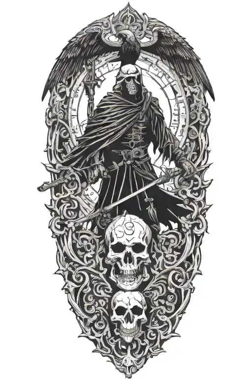 Grimm Reaper And Crow With A Dragon