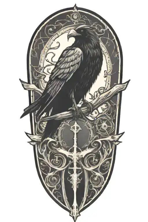 Grimm Reaper And Crow Perched