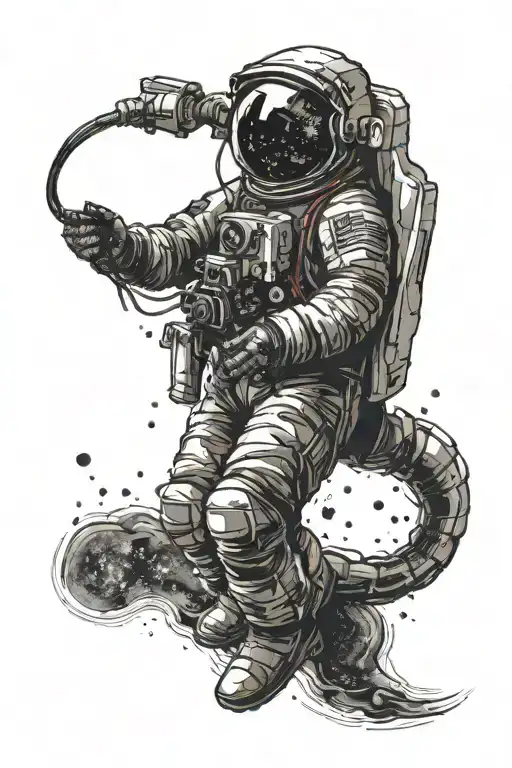 Astronaut Lost In Space Looking At Stars