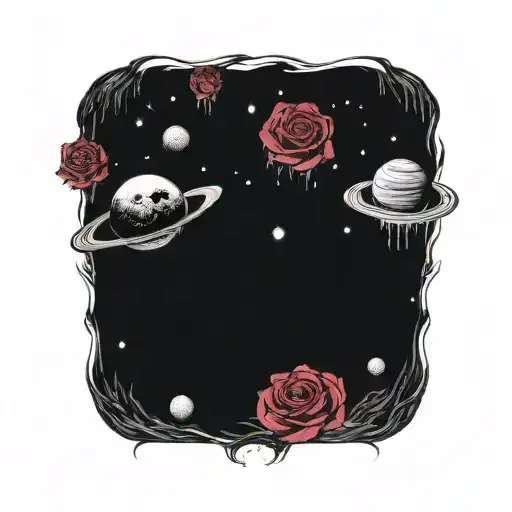 Space Surrounded By Planets With Roses