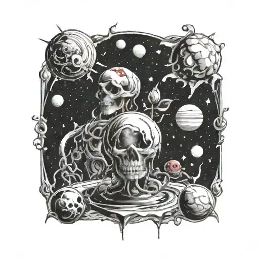 Space Surrounded By Planets With Roses