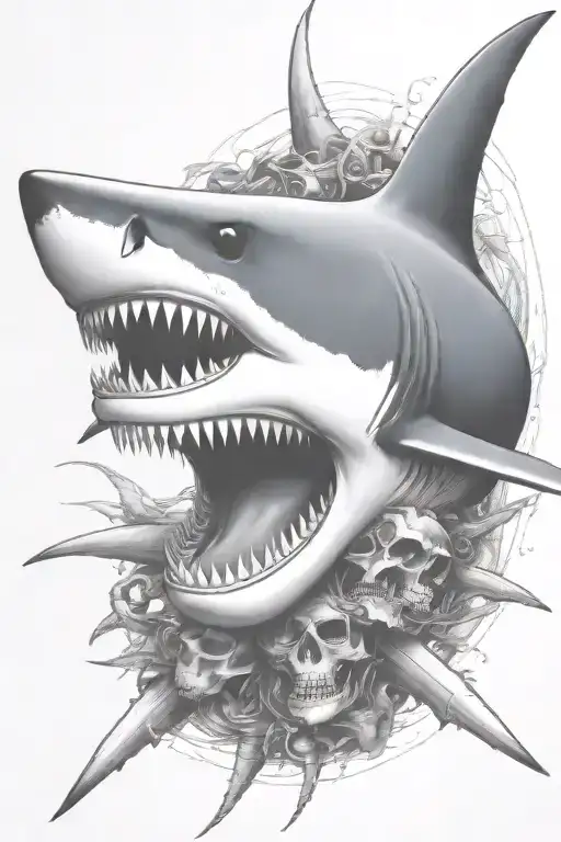 Shark With Skull And Crossbones
