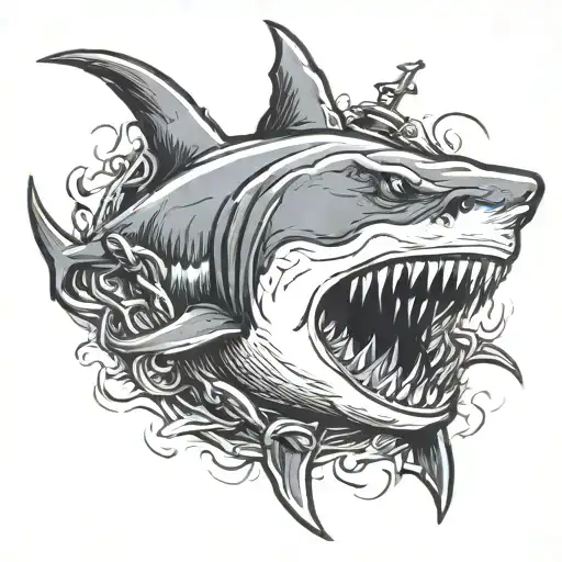 Shark With Anchor In Mouth
