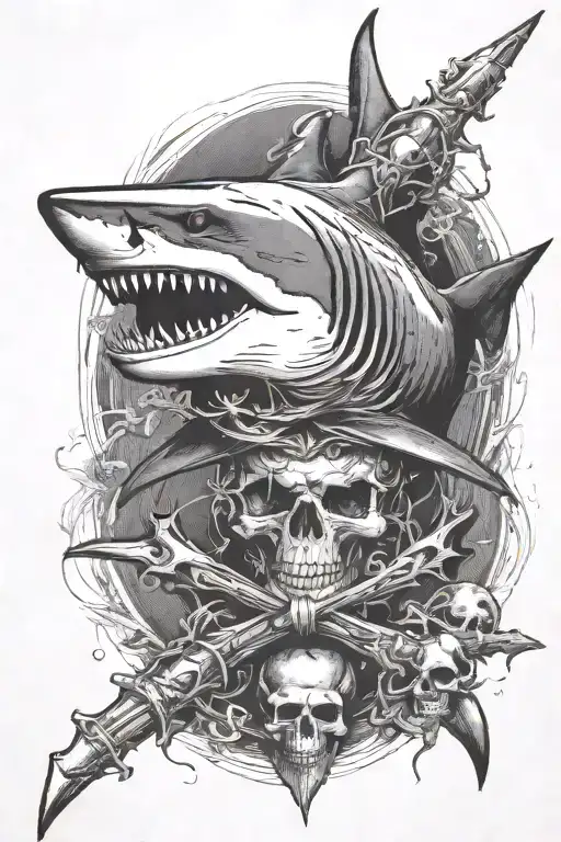 Shark With Skull And Crossbones