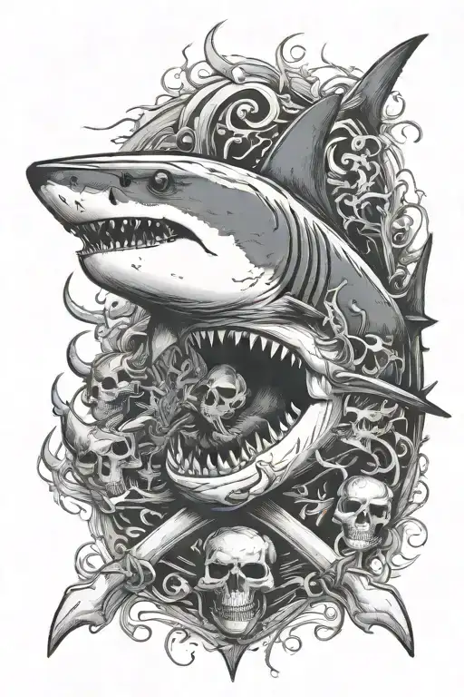 Shark With Skull And Crossbones