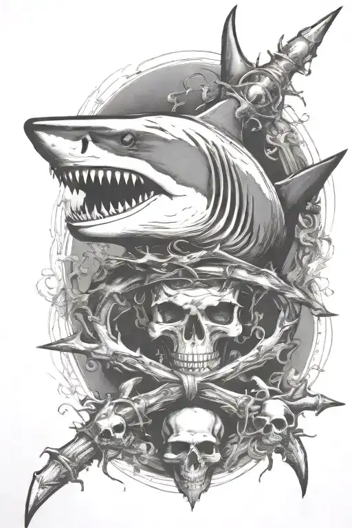 Shark With Skull And Crossbones