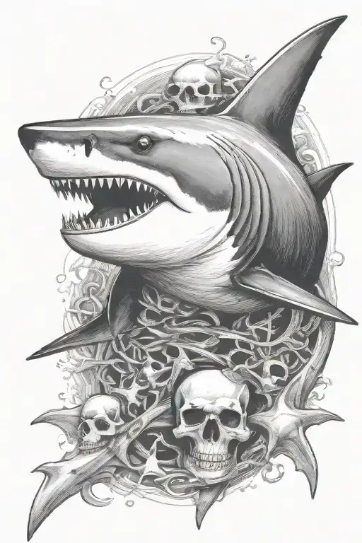 Shark With Skull And Crossbones