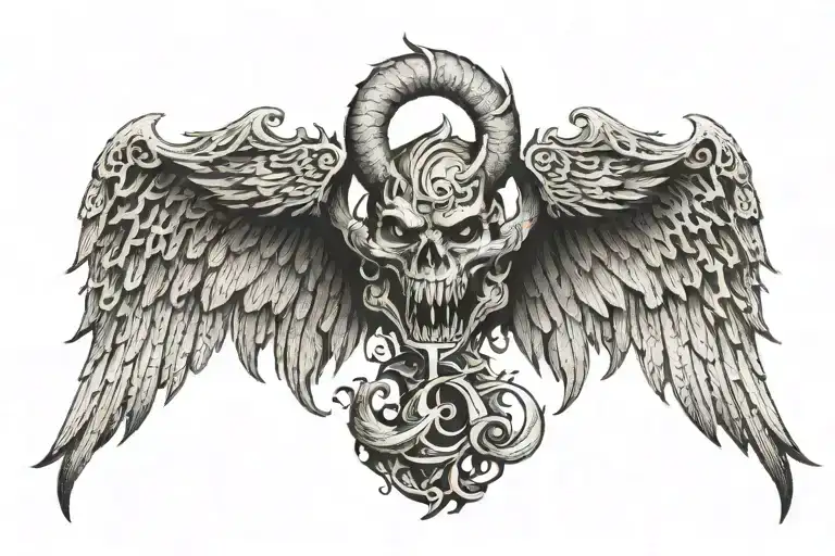 C And J Letters Devil Wing