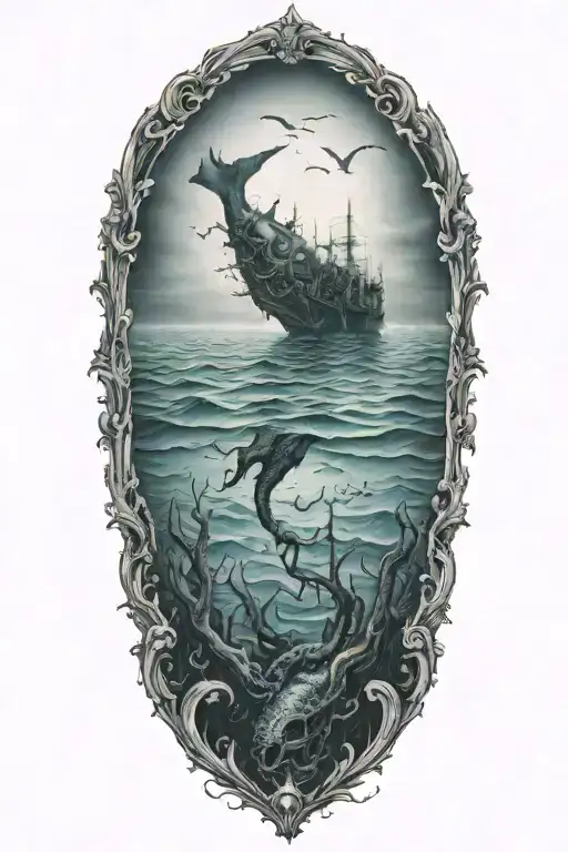 Ocean Depths Sea Creature In Distance