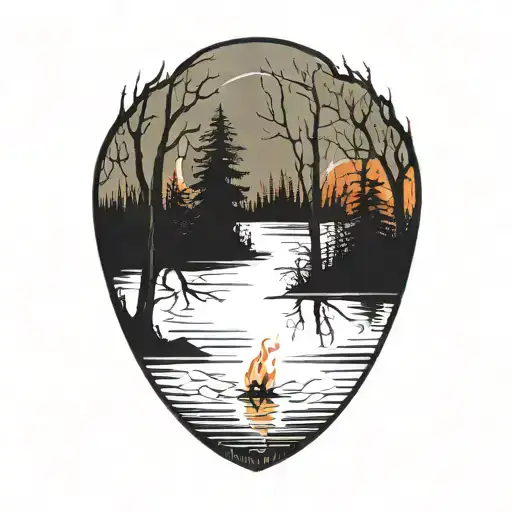 Lake With Trees On Fire