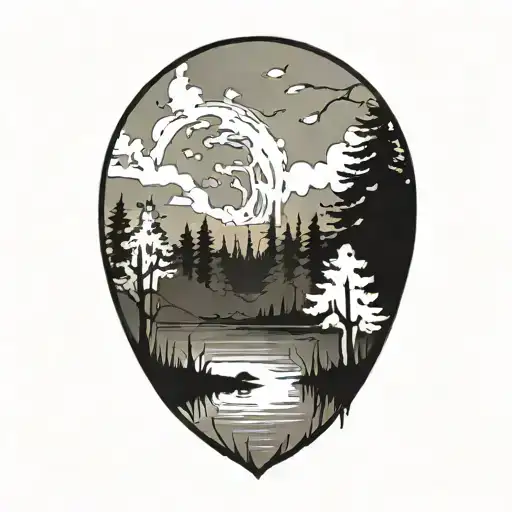 Lake Surrounded By Forest Fire