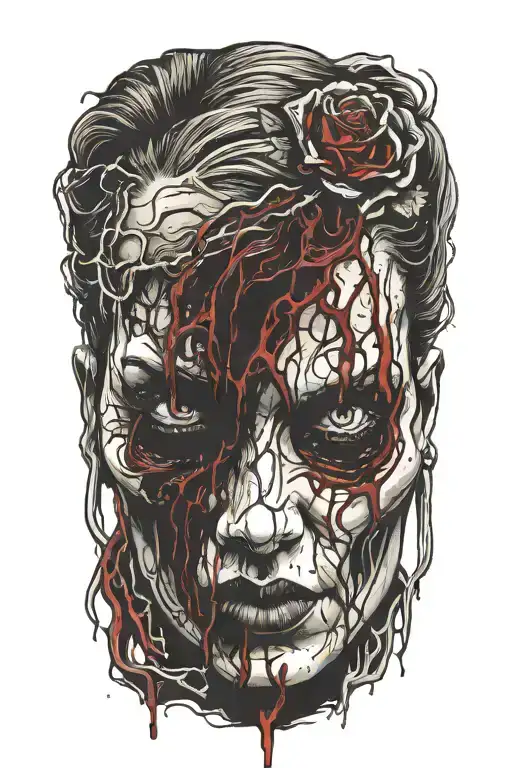 Bloody Head Of A Woman Face