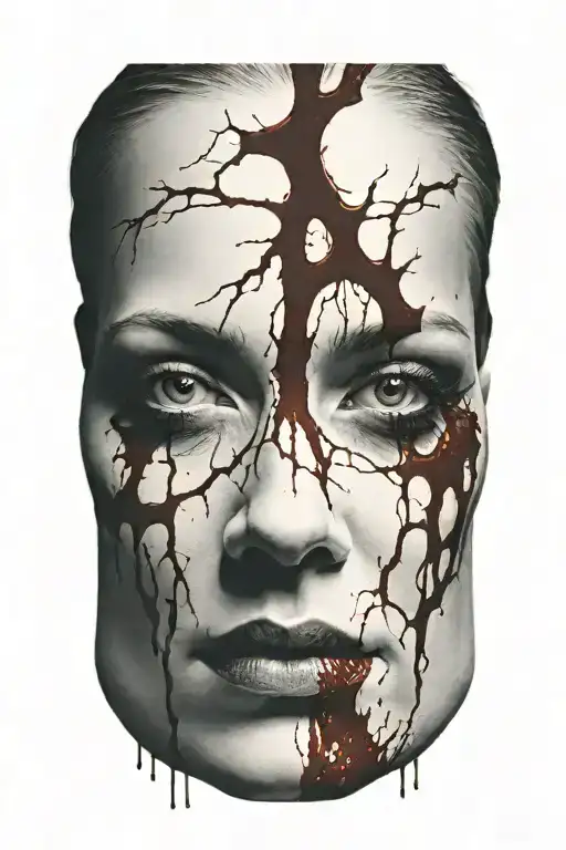 Bloody Head Of A Woman Face