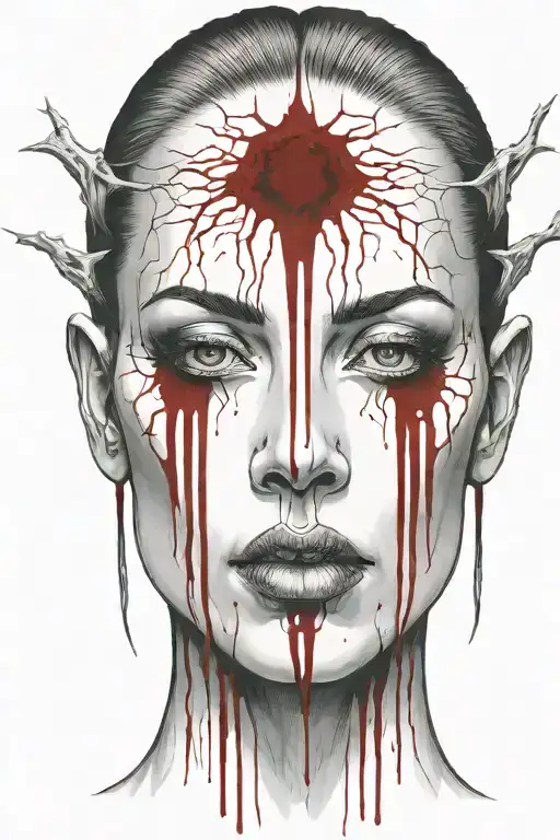 Bloody Head Of A Woman Outline