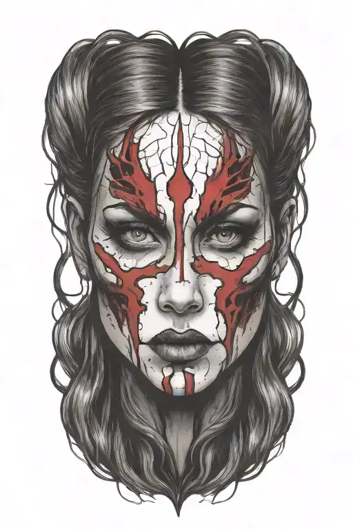 Bloody Face Woman Outline