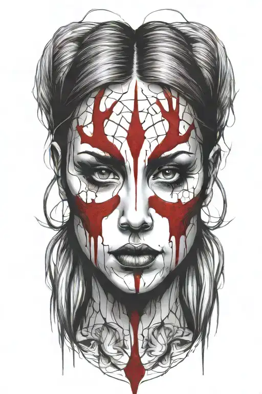 Bloody Face Woman Outline